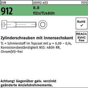 Zylinderschraube DIN 912 Innen-6kt M6x45 8.8 flZnnc 480h-L 200St. - VPE: 200