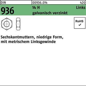 Sechskantmutter DIN 936 links M12 -LH 14 H galv.verz. 100 Stück - VPE: 100