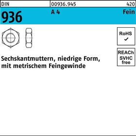 Sechskantmutter DIN 936 M16x 1,5 A 4 25 Stück - VPE: 25