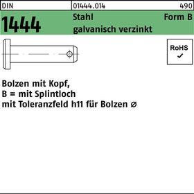 Bolzen DIN 1444/ISO 2341 Kopf/Splintloch B 8x30/26,5 Stahl galv.verz. 100St. - VPE: 100