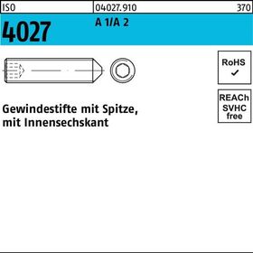 Gewindestift ISO 4027 Spitze/Innen-6kt M4x 12 A 2 500 Stück - VPE: 500