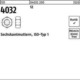 Sechskantmutter ISO 4032 M6 12 100 Stück - VPE: 100