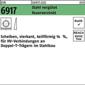 Unterlegscheibe DIN 6917 ÜH vierkant keilförmig 17 Stahl C45 feuerverz. 1St.