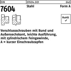 Verschlußschraube DIN 7604 Bund AM 30x 1,5 Stahl 25 Stück - VPE: 25