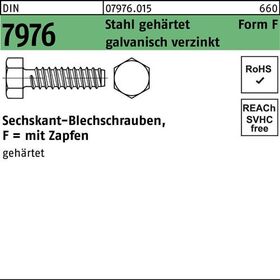 Blechschraube DIN 7976 Sechskant/Zapfen 4,8x16 -F Stahl geh.galv.verz. 500St. - VPE: 500