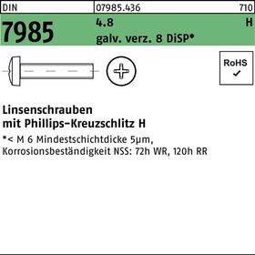 Linsenschraube DIN 7985 PH M4x20-H 4.8 galv.verz. 8 DiSP 2000St. - VPE: 2000