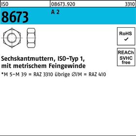 Sechskantmutter ISO 8673 M8x 1 A 2 100 Stück - VPE: 100