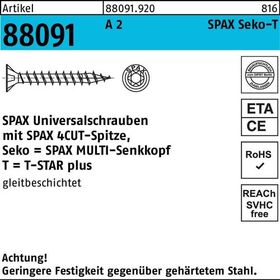 Schraube R 88091 SEKO T-STAR 4x 45/40-T20 A 2 200 Stück SPAX - VPE: 200