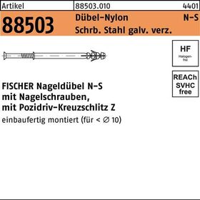 Nageldübel R 88503 N-S 10x100/50 Schraube Sta verz./Dübel-Nylon 50St. FISCHER - VPE: 50