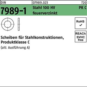 Unterlegscheibe DIN 7989-1 36/39x 66x8 Stahl 100HV feuerverz. 50 Stück - VPE: 50