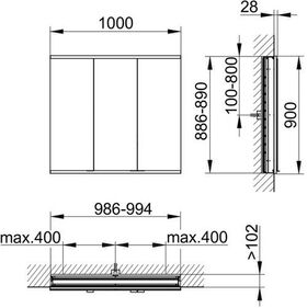 Keuco Spiegelschrank ROYAL MODULAR 2.0 Breite 1000mm Höhe 900mm Tiefe 120mm