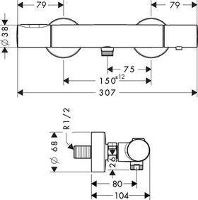 Brausethermostat AXOR CITTERIO M DN 15, Aufputz brushed black chrome