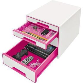 Leitz Schubladenbox WOW CUBE 52132023 4Schubfächer weiß/pink