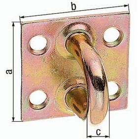 Öse auf Platte 37x37xØ7mm Stahl roh galv. gelb verz. GAH