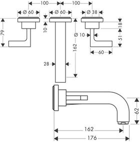 3-Loch Waschtischarmatur AXOR CITTERIO DN 15 UP m Al 162mm Hebelgr u Ros. bru r