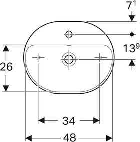 Geberit Aufsatzwaschtisch VariForm elliptisch 500x400mm m HLB m ÜL weiß KT