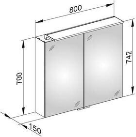 Keuco Spiegelschrank ROYAL L1 Vorb 800x742x150mm si-gb-elo A++