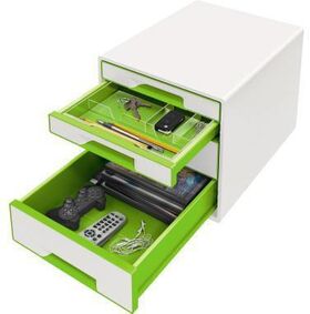 Leitz Schubladenbox WOW CUBE 52132044 4Schubfächer weiß/grün