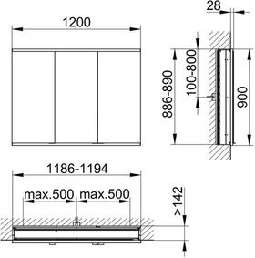 Keuco Spiegelschrank ROYAL MODULAR 2.0 Breite 1200mm Höhe 900mm Tiefe 160mm