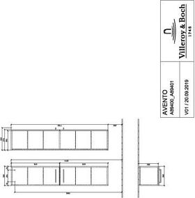 V&B Hochschrank AVENTO 350x1760x370mm Ans re Crystal Grey