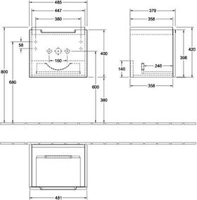 V&B Waschtischunterschrank SUBWAY 2.0 f Wascht. 485x420x380mm bl Matt Lacquer