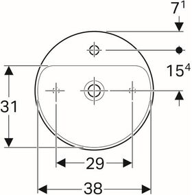 Geberit Aufsatzwaschtisch VariForm rd d= 45cm m HLB ohne Überlauf weiß KT