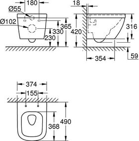 GROHE Wand-Tiefspül-WC Euro Keramik kompakt spülrandl PureGuard/awe - VPE: 16