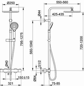 Keuco Thermostat-Brausemischer PLAN BLUE AP, mit Kopfbrause schwarz matt