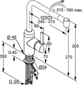 Kludi Spültisch-Einhandmischer L-INE 5 l/m herausziehb. Teleskopauslauf chrom