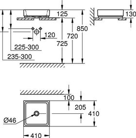 Grohe Aufsatzschale CUBE KERAMIK o HL u ÜL 410x410mm PureGuard/awe