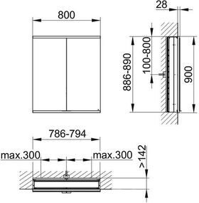 Keuco Spiegelschrank ROYAL MODULAR 2.0 Breite 800mm Höhe 900mm Tiefe 160mm