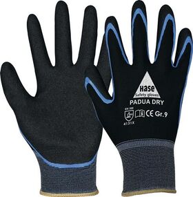 Handschuhe Padua Dry Gr.9 schwarz EN 388 PSA II HASE - VPE: 10