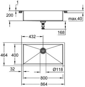 Grohe Edelstahlspüle K700 864x464mm edelstahl