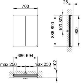 Keuco Spiegelschrank ROYAL MODULAR 2.0 Breite 700mm Höhe 900mm Tiefe 120mm