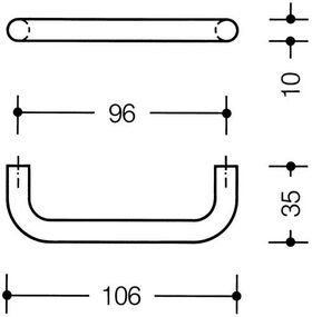 Möbelgriff 548.106B PA 98 signalweiß ma 96mm D.10mm HEWI