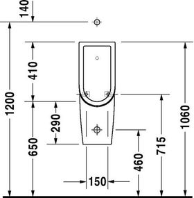 Duravit Urinal STARCK 3 RIMLESS 245x300mm Zul v ob Aus ohne Fliege weiß