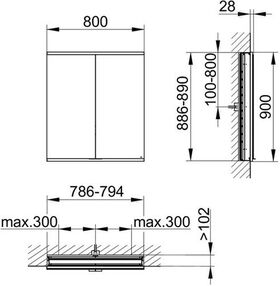 Keuco Spiegelschrank ROYAL MODULAR 2.0 Breite 800mm Höhe 900mm Tiefe 120mm