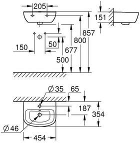 Grohe Handwaschbecken BAU KERAMIK 1 HL m ÜL 453x354mm awe - VPE: 27