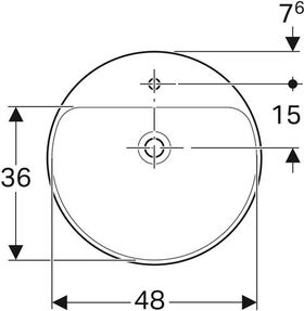 Geberit Halbeinbauwaschtisch VariForm rd d= 50cm m HL mit Überlauf weiß KT