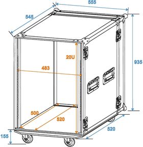 ROADINGER Rack Profi 20HE 45cm mit Rollen