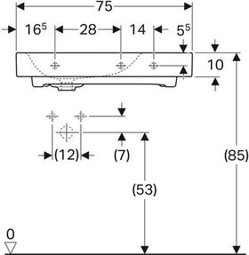 Geberit Waschtisch CITTERIO 750x500mm m Abl. re HL li o ÜL weiß KT