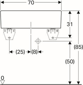 Geberit Mehrzweckbecken PUBLICA mit Überlauf 700x500x200mm weiß