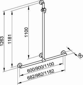 Keuco Duschhandlauf PLAN CARE mit Brausestange 982/1263mm vc