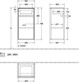 V&B Seitenschrank COLLARO 404x748x349mm Türanschl li Glossy White