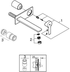 Grohe 2-Loch-Waschtischbatterie LINEARE Ausldg 207mm chr