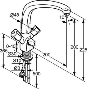 Kludi Spültisch-Multi-Armatur STANDARD DN 15 f drucklose Speicher chr