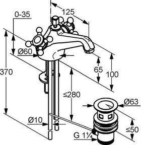 Kludi Waschtischarmatur ADLON DN 15 Ausladung 125mm chr