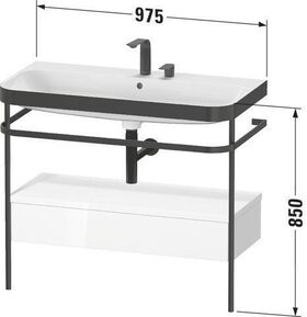 Duravit Waschtischset HAPPY D.2 PLUS 975x490mm e HL nordic weiß seidenmatt