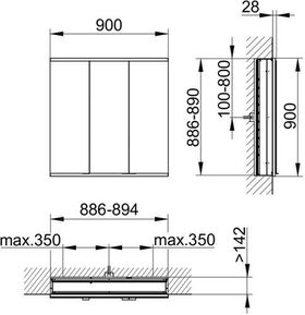 Keuco Spiegelschrank ROYAL MODULAR 2.0 Breite 900mm Höhe 900mm Tiefe 160mm