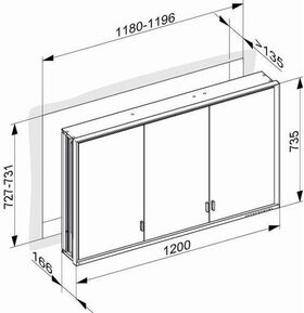 Keuco Spiegelschrank ROYAL LUMOS 1200x735x165mm sil-gebz-elo